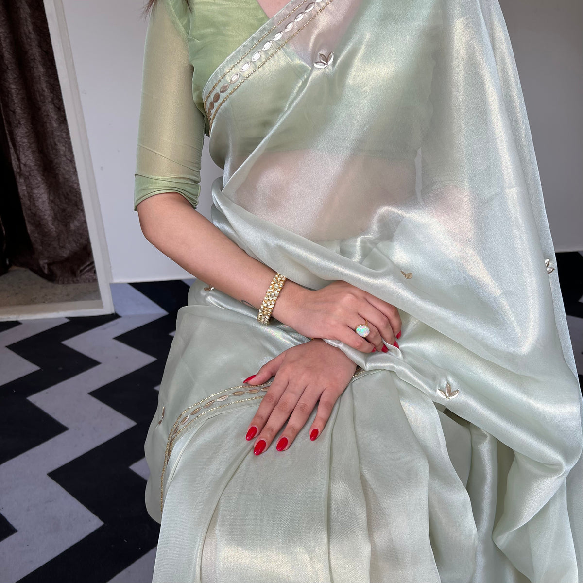 Mint Shimmer Saree