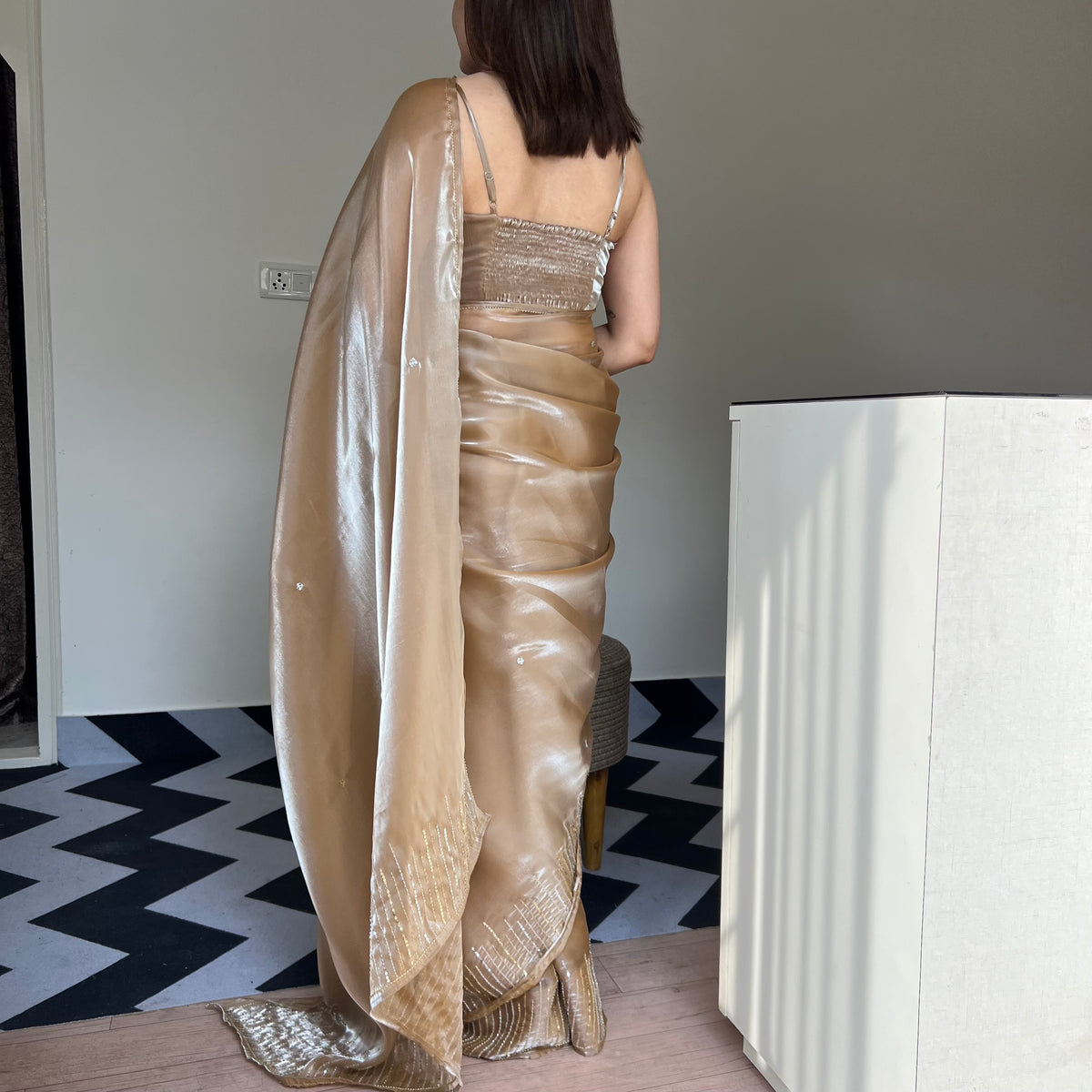 Golden Glow Tissue Saree