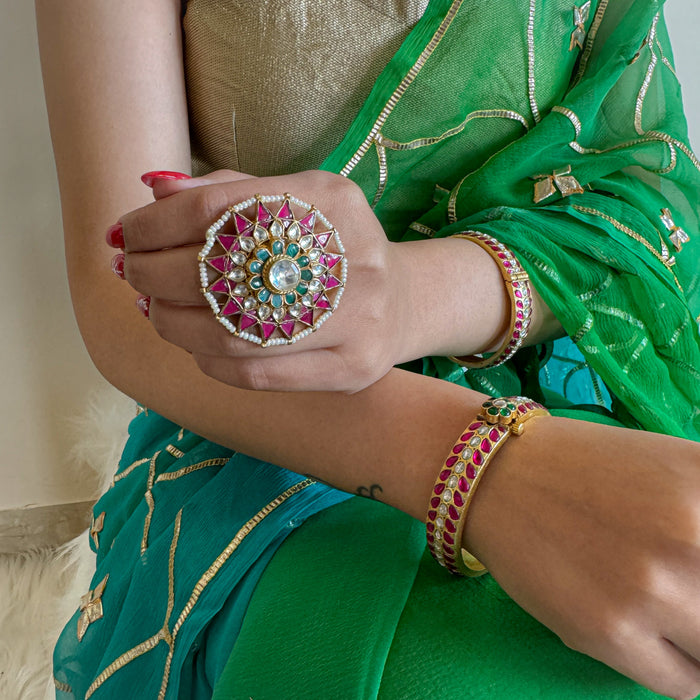 Grand Intricate Kundan Polki Ring