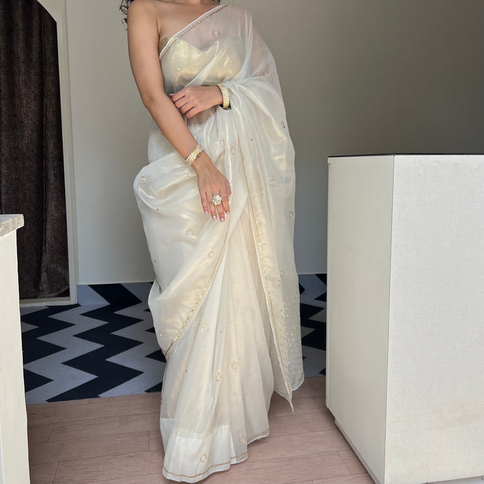 Ivory Grace Tissue Saree