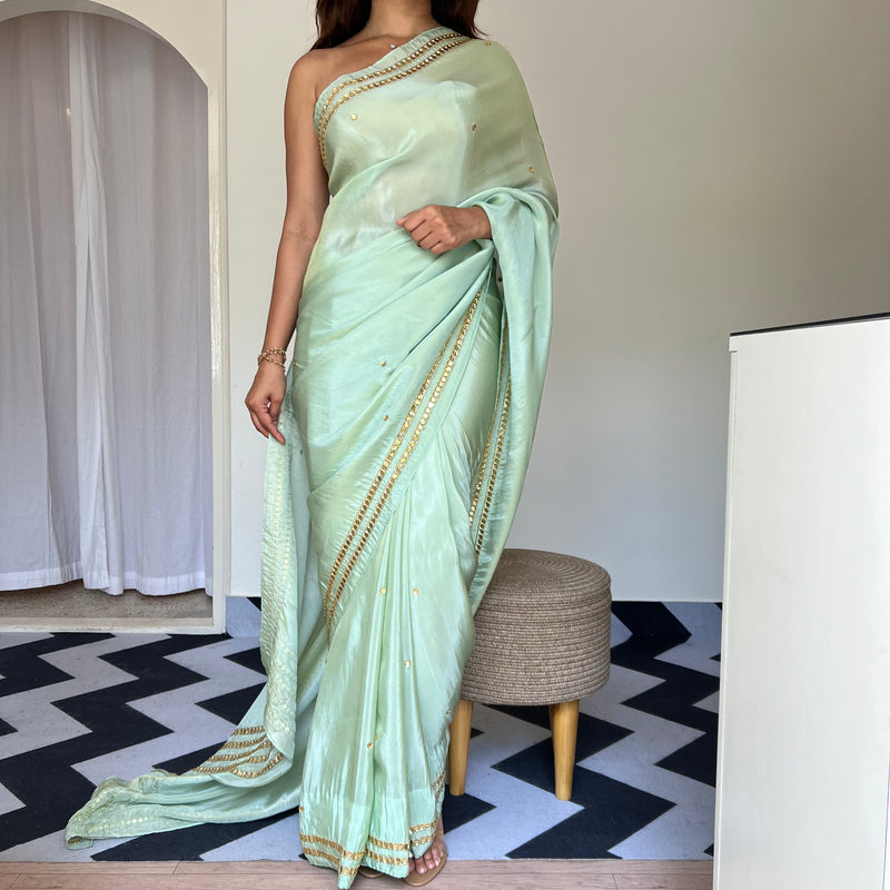 Pistachio Glam Tissue Saree