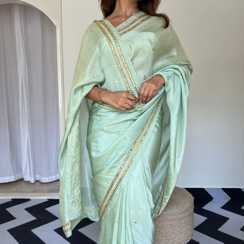 Pistachio Glam Tissue Saree