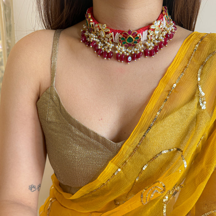 Nawaabi Ruby Kundan Necklace