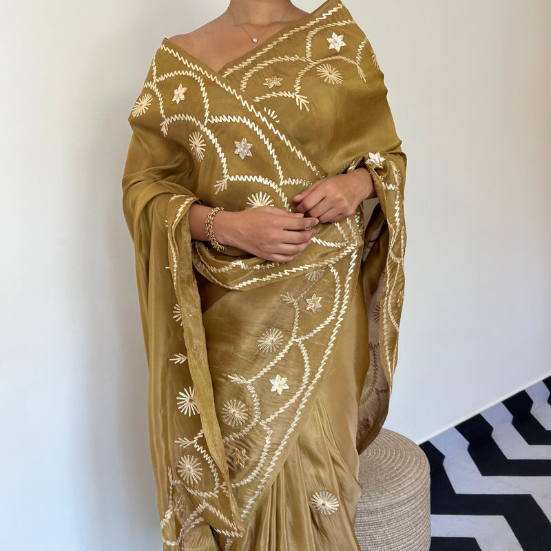 Bronze Love Tissue Saree