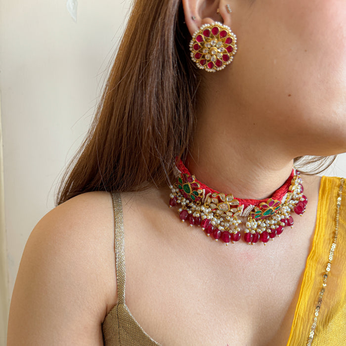 Nawaabi Ruby Kundan Necklace