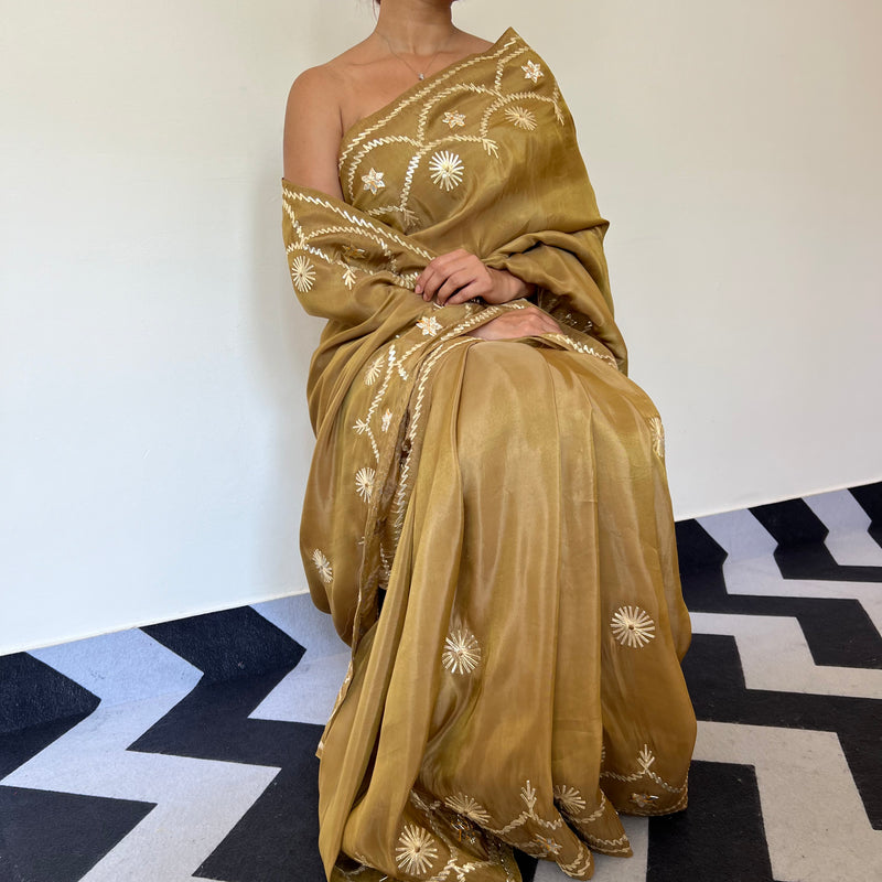 Bronze Love Tissue Saree