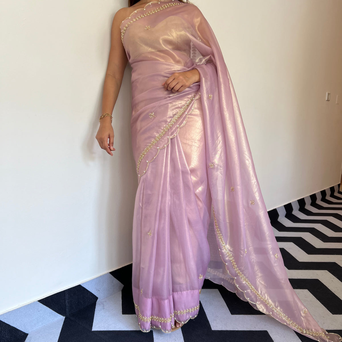 Shell Pink Tissue Saree