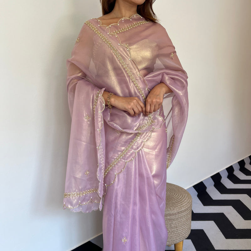 Shell Pink Tissue Saree