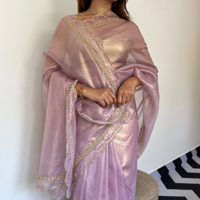 Shell Pink Tissue Saree