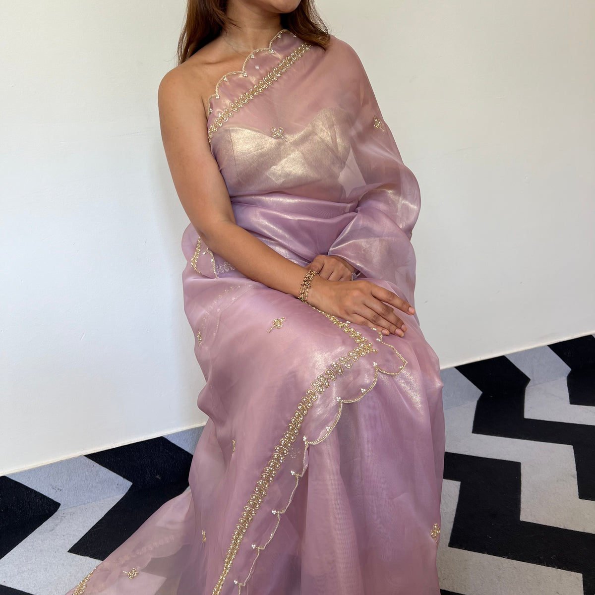 Shell Pink Tissue Saree