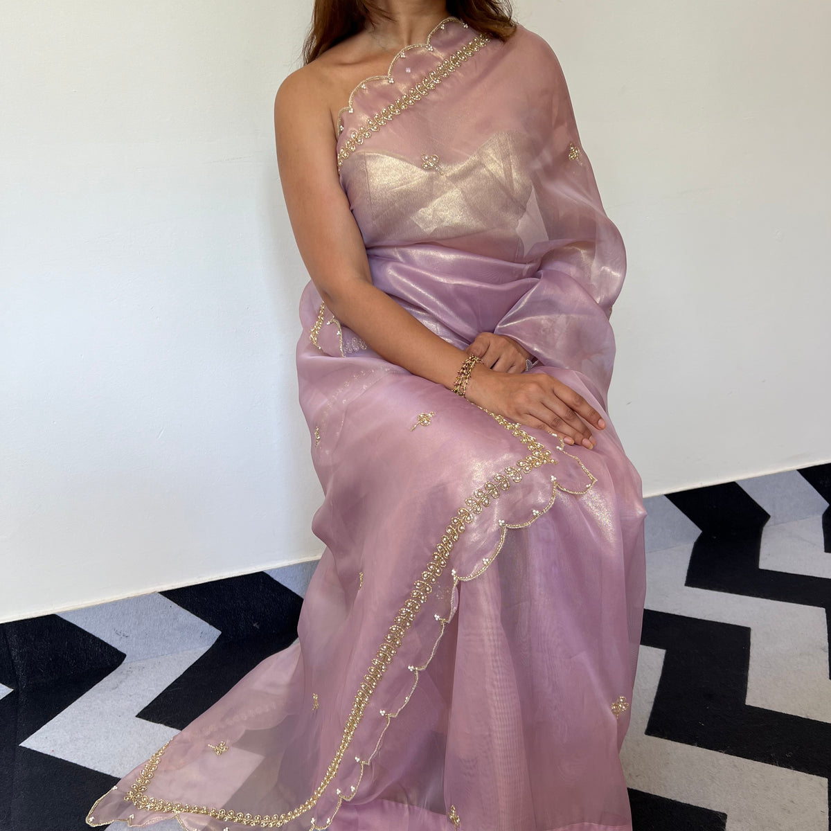 Shell Pink Tissue Saree