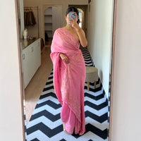 Rosy Salmon Tissue Saree