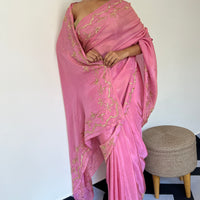 Rosy Salmon Tissue Saree