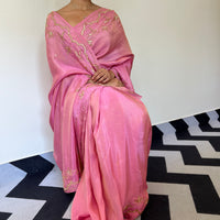 Rosy Salmon Tissue Saree