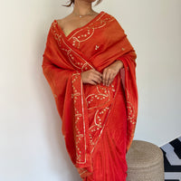 Tangerine Tissue Saree