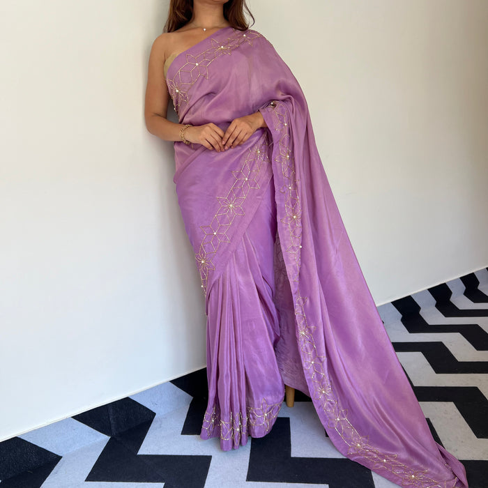 Starry Violet Tissue Saree