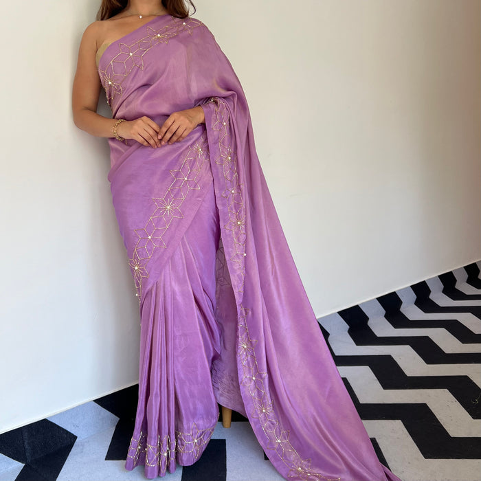 Starry Violet Tissue Saree