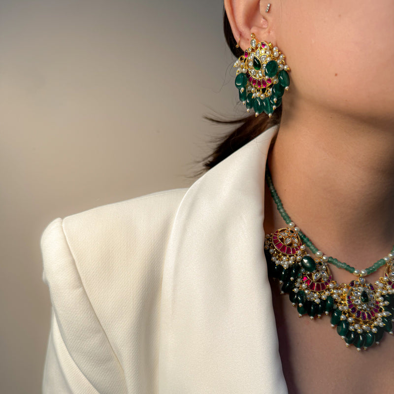 Royal Heirloom Emerald Polki Necklace