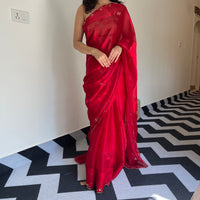 Garnet Glow Tissue Saree