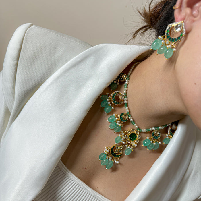 Zohra Emerald Polki Kundan Necklace