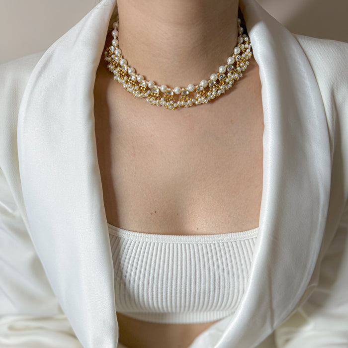 Ivory Pearl Drop Polki Necklace