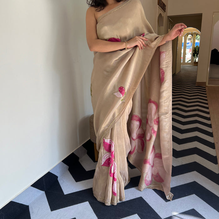 Floral Handpainted Tissue Saree