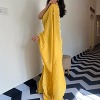 Lemon Lustre Tissue Saree