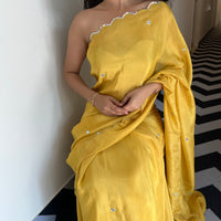 Lemon Lustre Tissue Saree