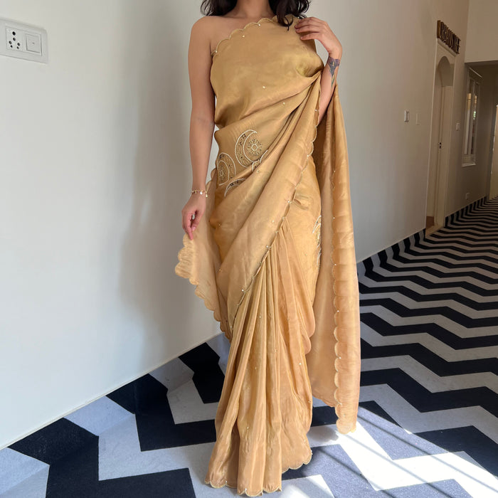 Melon Mist Tissue Saree