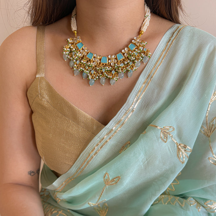 Shaan Kundan Pearl Drop Necklace