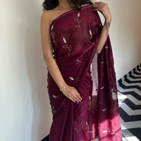 Berry Bliss Tissue Saree