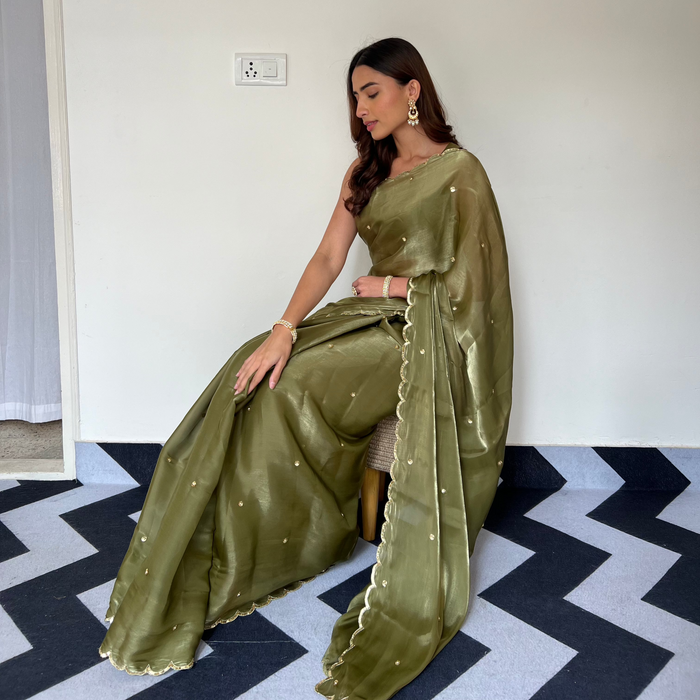 Rosy Olive Saree