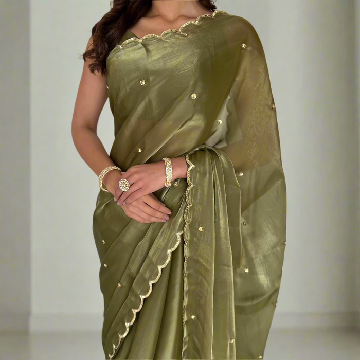 Rosy Olive Saree