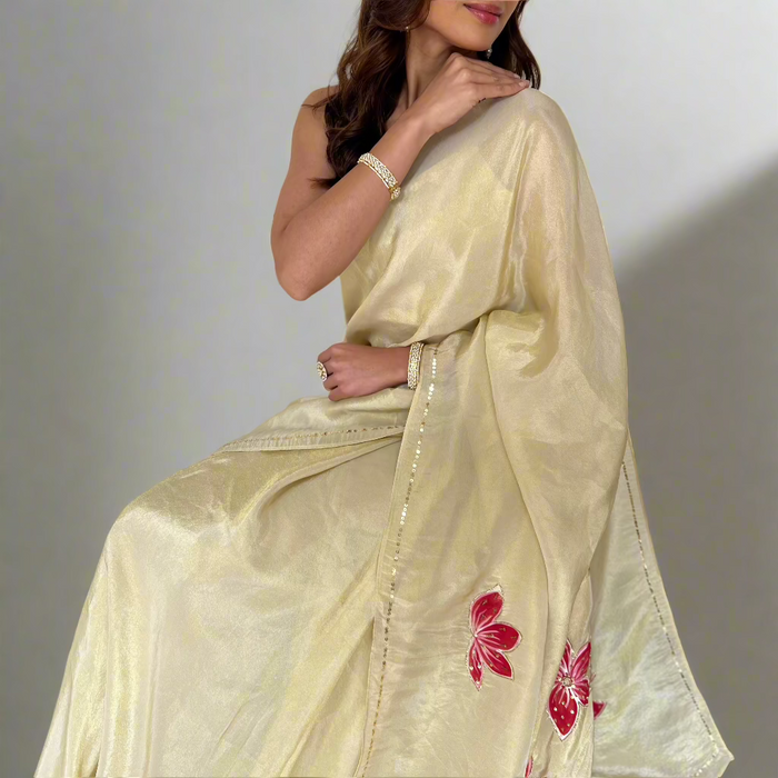 Ivory Glow Handpainted Saree