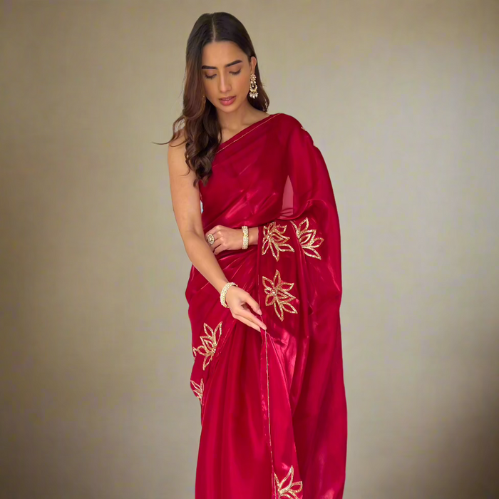 Fiery Rouge Saree