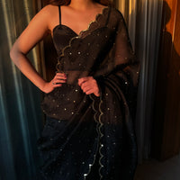 Black Pure Silk Organza Saree