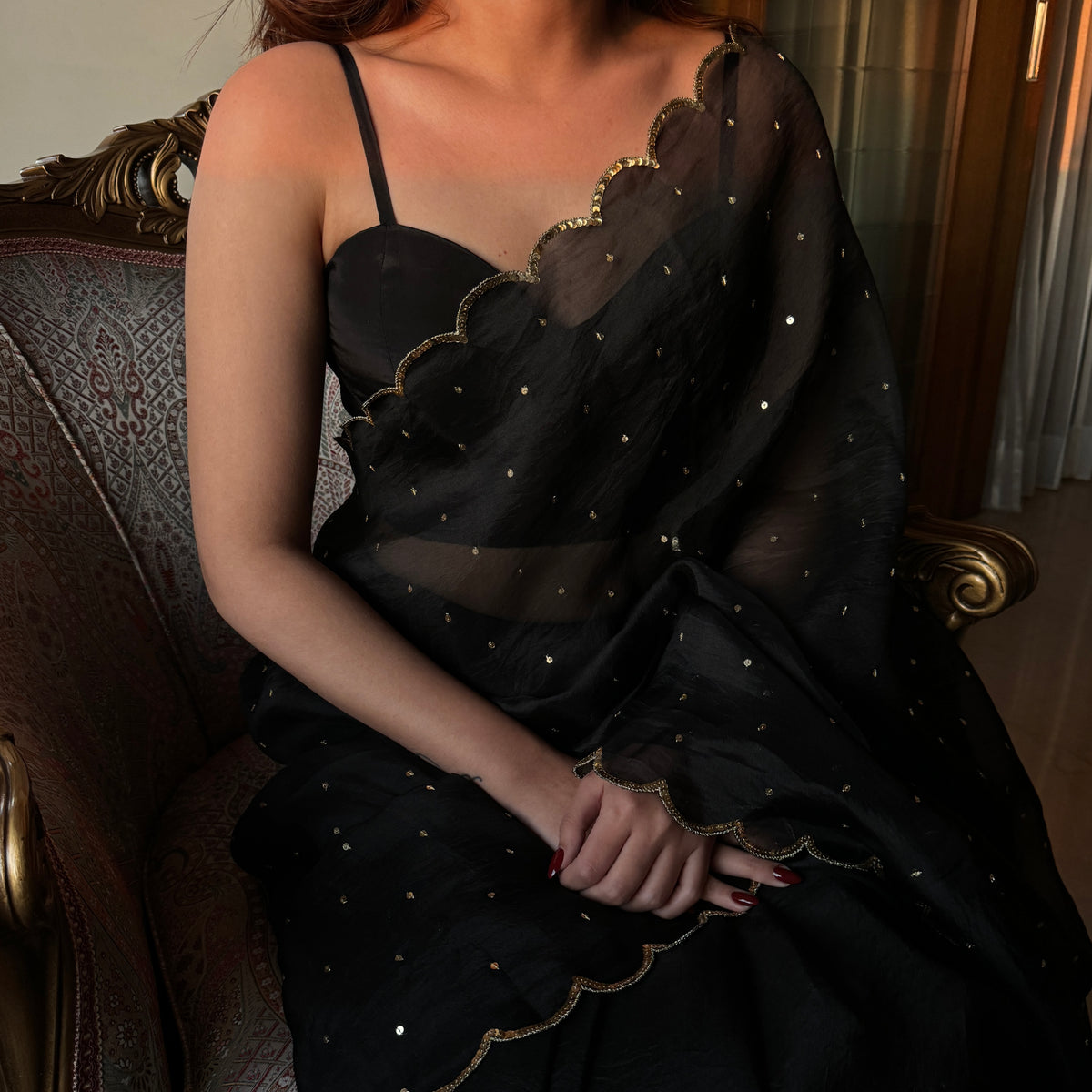 Black Pure Silk Organza Saree