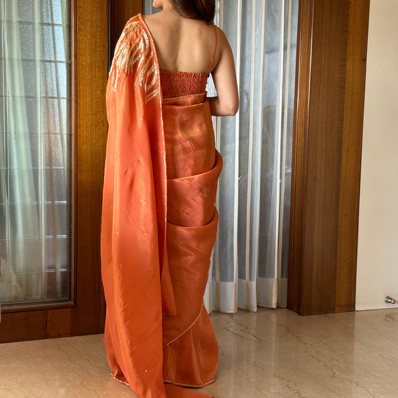 Orange Tissue Saree