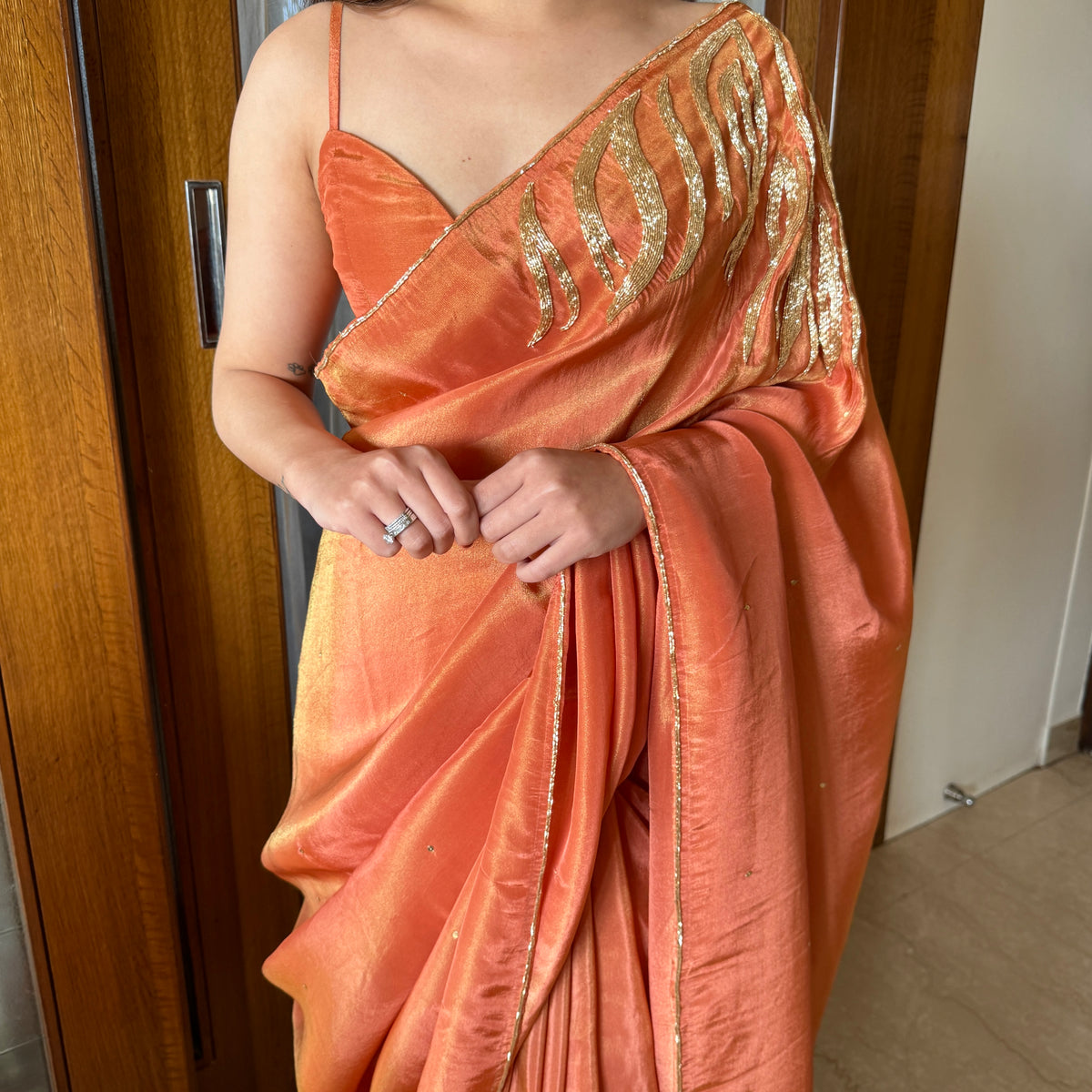 Orange Tissue Saree