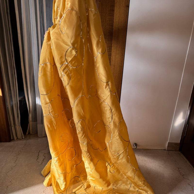 Yellow Tissue Silk Saree