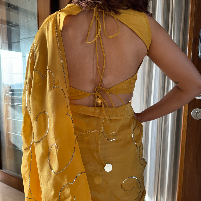 Yellow Tissue Silk Saree