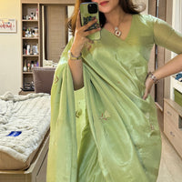 Pista Green Tissue Saree