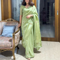 Pista Green Tissue Saree