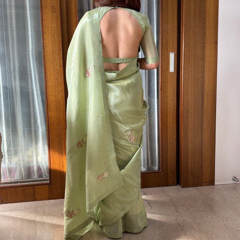 Pista Green Tissue Saree