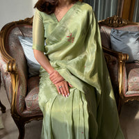 Pista Green Tissue Saree