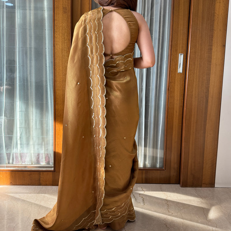 Golden Yellow Tissue Saree