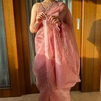 Carrot Silk Organza Saree