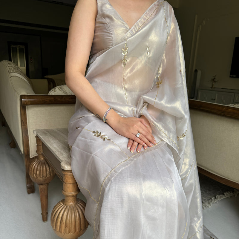 Grey Embellished Saree