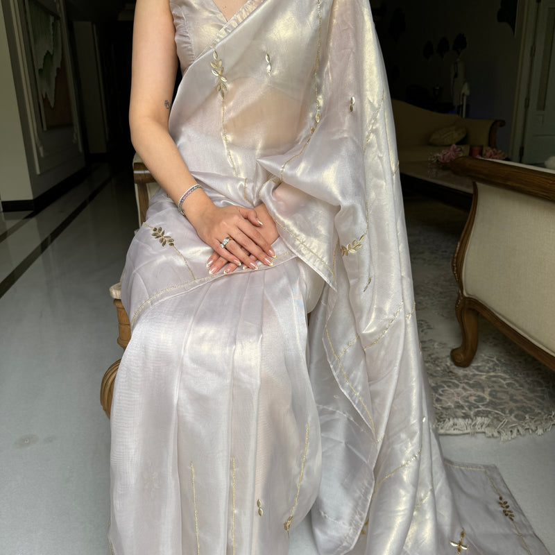 Grey Embellished Saree