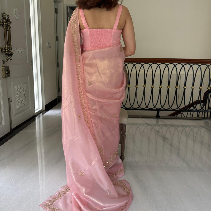 Petal Pink Shimmer Saree